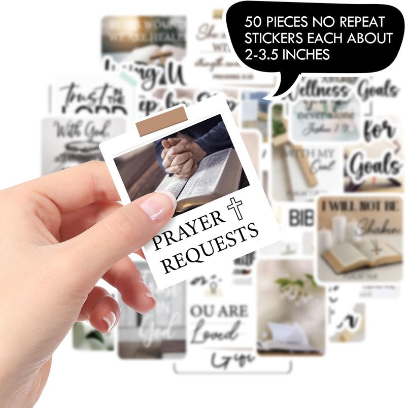 Eclazul Prayer Board Supplies Stickers - 50 Pcs White Jesus Christian Bible Verse Religious Decals for Adults Women Men Inspirational Waterproof Faith Love Kit Bulk for Water Bottle Scrapbook Journal - Image 3